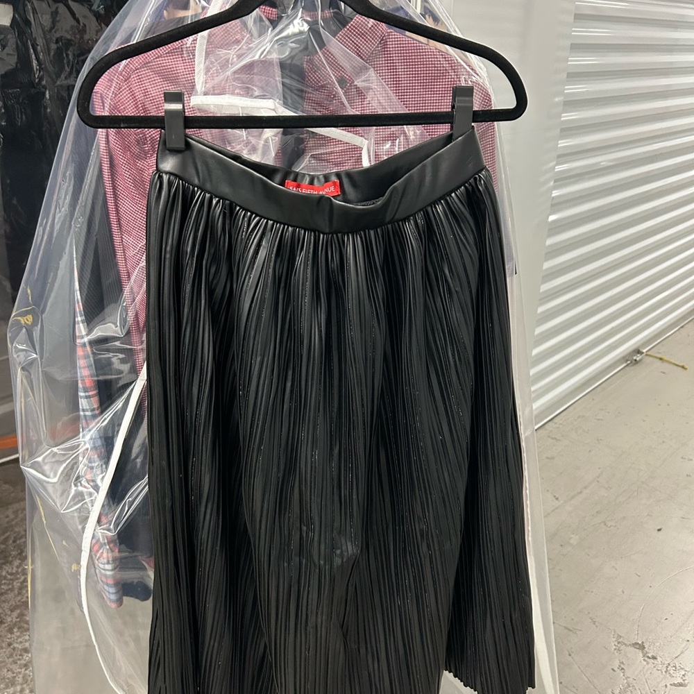 Saks Fifth Avenue Black Pleated Midi Skirt